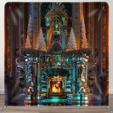 Aperturee - Aperturee Xmas Trees Gold Wall Fireplace Pillow Case Backdrop